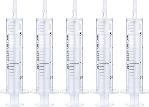 5pcs 20ml/cc Plastic Syringes with Caps for Industry Lab Pet Feeding...