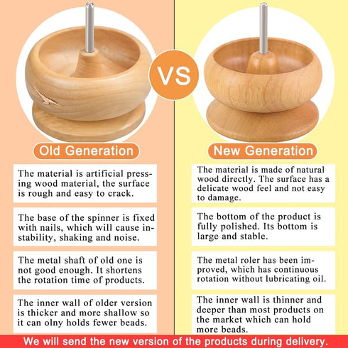 hobbyworker The Upgrade Version Wooden Bead Spinner with 2 Pcs Big Needles,8000 Pcs Seed Beads and 1 Surprise Gift Pack for Jewelry Making Tools,Q...