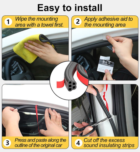 Car Door Rubber Seal Strip Adhesive Double Layer 5 Hole Rubber Automotive Weather Stripping Universal Auto Door Soundproofing Weatherstrip Fit Tru...