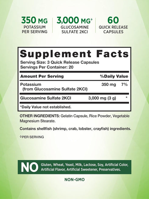 Nature's Truth Glucosamine Sulfate Capsules | 3000mg | 60 Count | Non-GMO & Gluten Free Supplement | with Potassium...