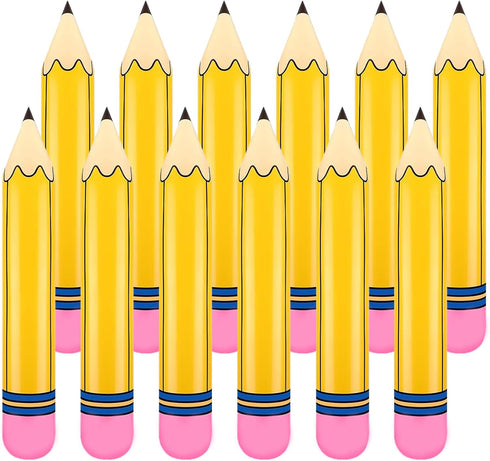 12 Pcs 27 Inch Giant Large Inflatable Pencil Back to School Graduation Decor Hanging Inflatable Pencil Classroom Decoration for Back to School Cla...