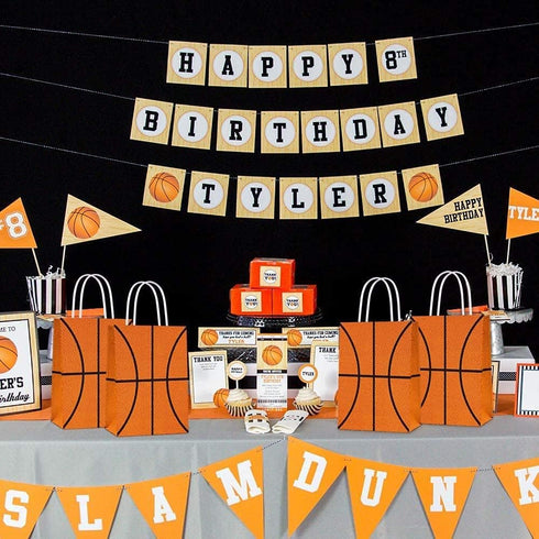 16 PCS Basketball Party Gift Bags for Basketball Party Supplies Birthday Decor Decorations, Party Favor Goody Treat Candy Bag Basketball Pattern G...