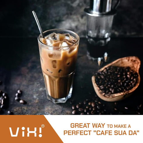 VIXI Vietnamese Coffee Filter: 8 oz, Vietnamese Phin Maker, Asian Coffee Dripper, Perfect Cup of Phin Coffee, Stainless Steel, Gravity Insert, Reu...