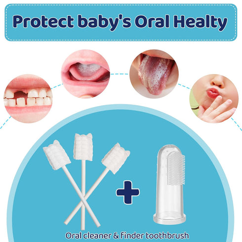 100 Pcs Baby Tongue Cleaner Toothbrush Baby Oral Cleaner with 3 Pieces Finger Toothbrush for Newborn Baby Mouth Cleaner Oral Cleaning Infant Clean...