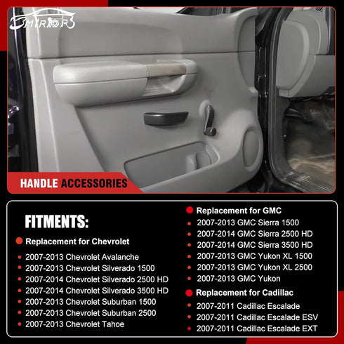 3mirrors Interior Door Handle Kit Front Left Driver Side Compatible with 2007-2014 Chevy Silverado Suburban Tahoe GMC Sierra Yukon Escalade ESV EX...