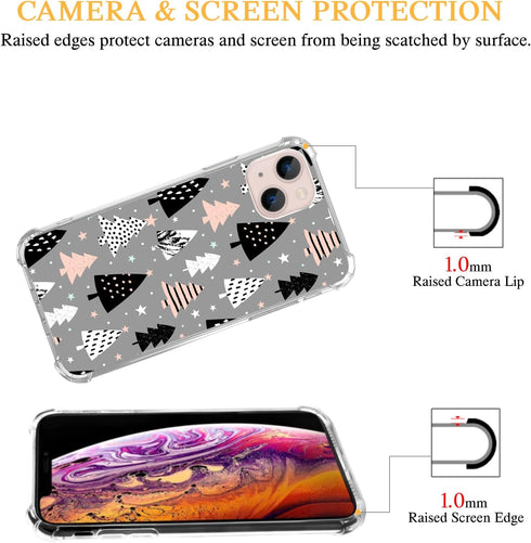 Pink Black White Christmas Tree Case Compatible with iPhone 15, Cute Christmas Case for iPhone 15, Cool TPU Bumper Phone Case Cover...