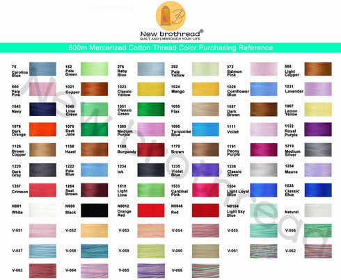 New brothread - 18 Options - Multi-Purpose 100% Mercerized Cotton Thread 50S/3 600M Each Spool for Quilting, Serger, Sewing and Embroidery - 8xPar...