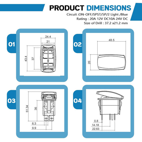 Xislet 5-Pin Rock Lights Rocker Switch Toggle Button Compatible with UTV ATV Polaris RS1 Ranger RZR Can-Am X3 Spyder F150 Truck Jeep Rocker Switch...