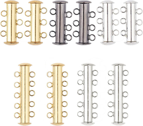 PH PandaHall 10 Sets Slide Clasp Lock, Multi Strand Slide Magnetic Tube Clasps Bracelet Necklace Connectors Layering Clasp for Layered Necklace Br...