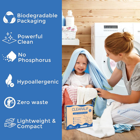 CROS 180 Loads Laundry Detergent Sheets Linen Scent, for Travel, Home, Apartment, Dorm, Laundry Detergent Strips Eco Friendly, Hypoallergenic, Liq...