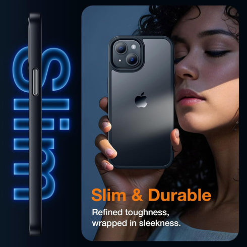 for iPhone 14 Phone Case, Shockproof for iPhone 13 Case, Military Grade Drop Protection, Protective Hard Back Slim Translucent Case for i 13 Phone...