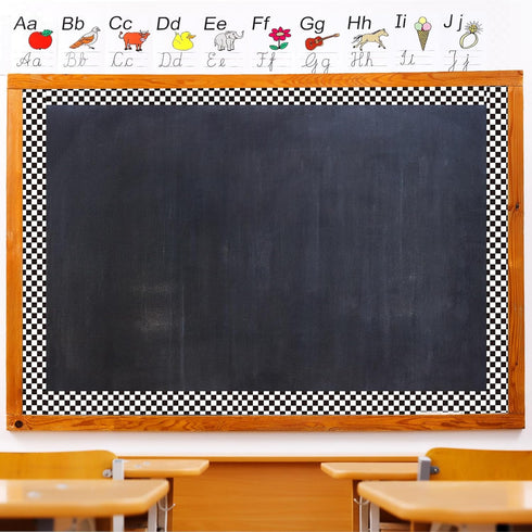 Whaline 98.4ft Checkered Bulletin Board Borders 3 Sizes White Black Checkered Die-Cut Bulletin Board Stripes Plaid Rolled Bulletin Board Trim for ...