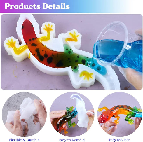 LET'S RESIN Resin Molds Silicone, 2 Pcs Animal Epoxy Resin molds with Realistic Frog and Lizard Shapes, 3D Lifelike Silicone Molds for Epoxy Resin...