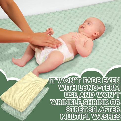 2 Pcs Changing Pad Cover 16 x 32 Inch Ultra Soft Dots Plush Changing Table Covers for Baby Girls and Boys Changing Pad Liners (Sage Green & Cream)...
