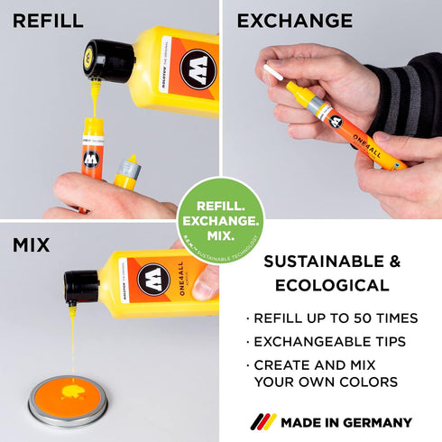 Molotow MO127232 One4All 127HS # 219 Neon Green Fluorescent Marker Pen 6 Pack...