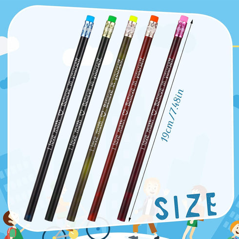 48 Pcs Math Pencils Motivational Encouragement School Pencils I Love Math Inspirational Pencils for Teachers School Classrooms Reward Birthday Par...