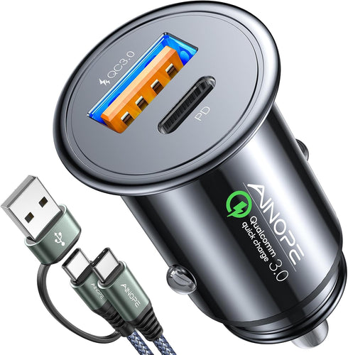 AINOPE 54W USB C Car Charger - Fast Charge, 36W PD Port, 8X Faster, Dual Device, Safety Protection, Compatible with iPhone 14, Samsung Galaxy S23,...