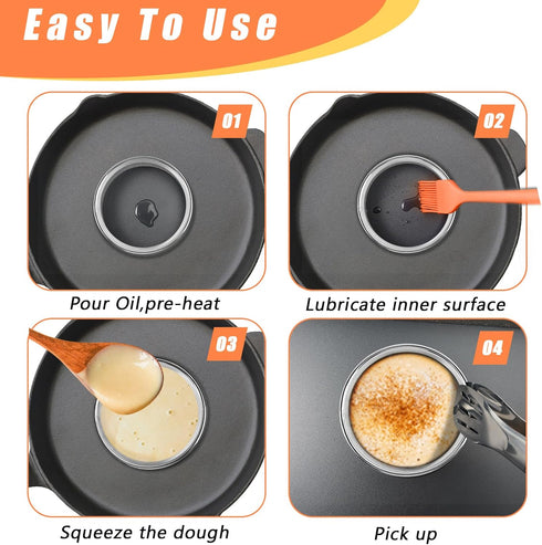 8PCS English Muffin Rings - 4 Inch+3.35 Inch Set Stainless Steel Crumpet Tart Rings - Double Rolled Round Metal Pastry Ring Molds for Baking Cooki...