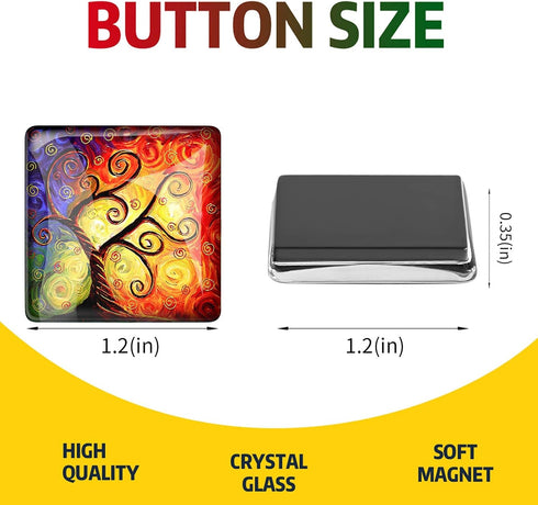 12Pcs Glass Strong Magnetic Refrigerator Magnet - Square Glass Fridge Decoration with Powerful Flat Magnet for Office Whiteboard, Cabinet & Locker...