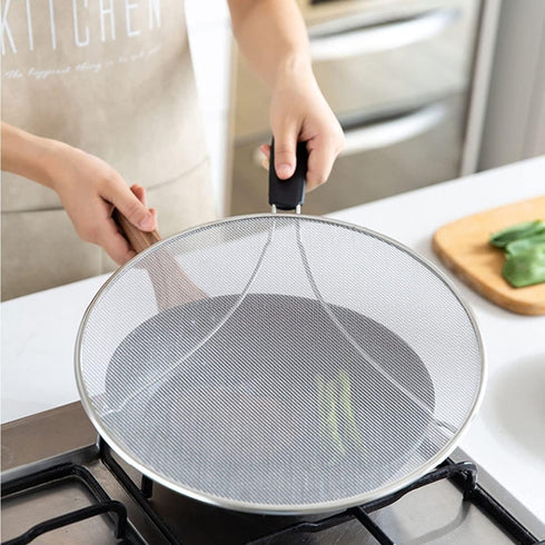 Large Splatter Screen for Frying Pan, 15 Inch Stainless Steel Grease Splatter Guard, Mesh Frying Screen Keeps Kitchen Clean and Protects Skin From...