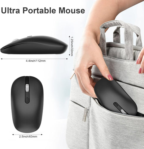 cimetech Bluetooth Mouse for Laptop, Slim Silent Wireless Mouse, Portable Computer Mice with USB Receiver, Metal Scroll Wheel for Laptop, Notebook...