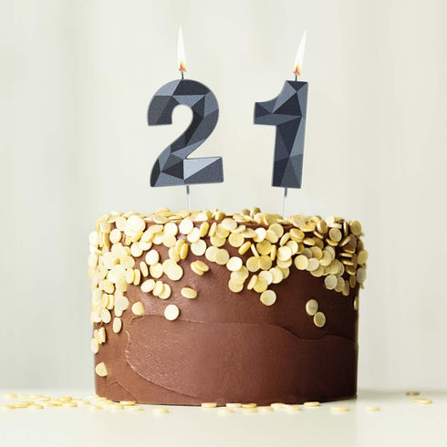 Nuanchu 21st &12th Number Birthday Candles 3D Diamond Shape Numeral Candles Happy Birthday 21 Cake Topper for Wedding Decoration Theme Party Anniv...