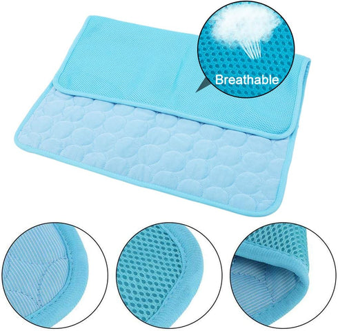 Pet Cooling Mat for Dogs and Cats, Mesh Fabric, 28x22in, Ice Silk Material, Washable, Convenient, Summer Gift...