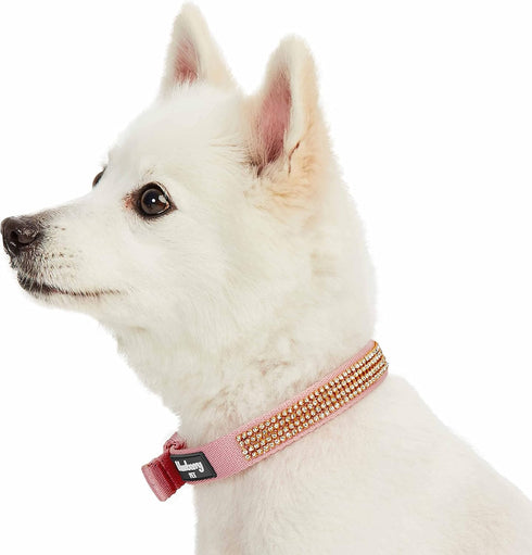 Blueberry Pet Sparkling Rhinestone Adjustable Dog Collar with Metal Buckle, Baby Pink, Neck 9-12.5", for Small Breed...
