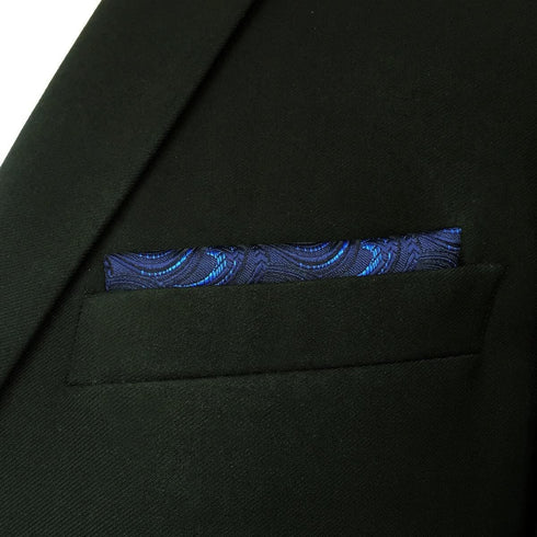 S&W SHLAX&WING Navy Pocket Square for Suit Silk Handkerchief XL...