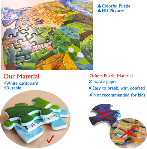 Puzzles for Kids Ages 8-10, 150 Piece Dinosaur and 154 Piece Crocodile Animal Shaped Kids Puzzles Jigsaw Puzzles for Kid Age 4 6 7 8 Learning Educ...