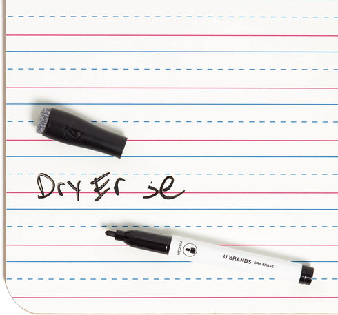 U Brands Dry Erase Lap Board, Double Sided, Ruled and Plain, 9 x 12 Inches, Dry Erase Marker Included (484U06-24)...