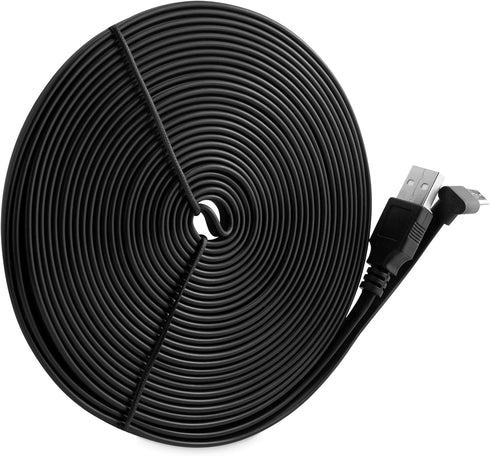 LEFXMOPHY Black Power Cord for WYZE Cam Pan V3 / Cam v3 Pro 2K 90 Degree Right Angle L-Shape Connector 20ft Micro USB Right Angle Flat Extension C...