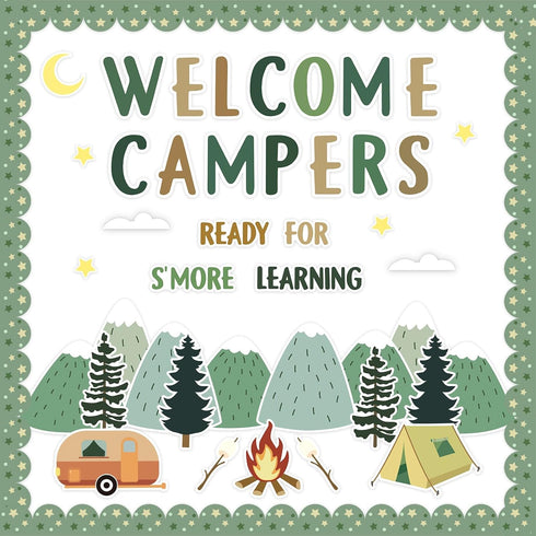 Camping Bulletin Board Kit Adventure Mountain Back to School Decor Tent Campfire Cutouts Welcome Campers Wall Decor for Classroom School Office 62...