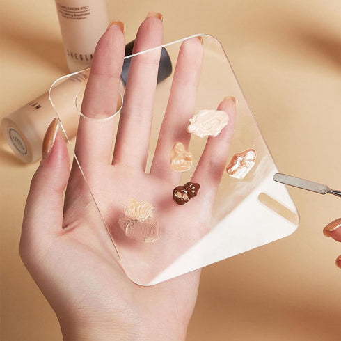 2 Pcs Acrylic Makeup Palette Makeup Mixing Tray with Makeup Spatula for Beauty Salon Color Cream Liquid Foundation Mixing Palette (Rectangular)...