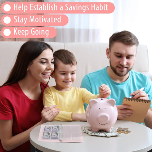100 Envelopes Money Saving Challenge Binder - A5 Budget Binder with Cash Envelopes - $5,050 Saving Challenge Planner Book (Pink)...