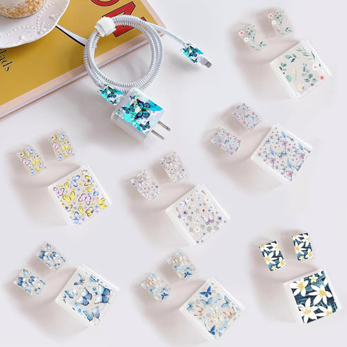 Cute Cable Protector for iPhone Apple Charger,Clear Pretty Butterfly Design,Data Cable USB Case Cord Saver Phone Charger Protector for iPhone 7 8 ...