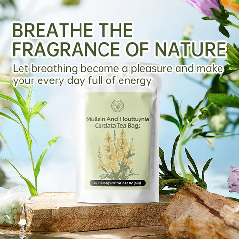 HANFANGLING Mullein And Houttuynia Cordata Herbal Tea -Detox & Respiratory Support?Moisturizing and Nourishing Lung, Natural Herb!20 Tea Bags 60g(...