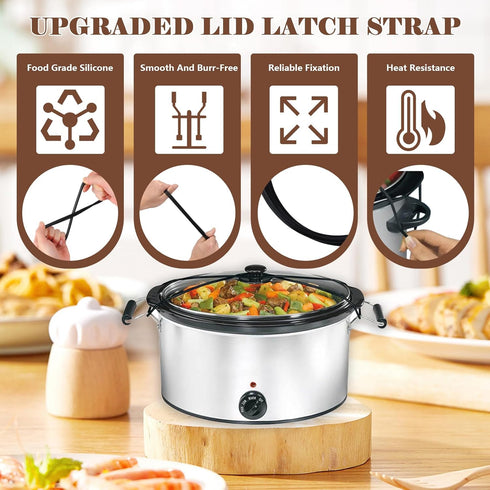 (2 Pack) IWIWE Lid Latch Strap Rubber Band 6,7,8 Quart Compatible with Hamilton Beach Crock Pot Slow Cooker WHT Reliable Silicone Reusable Univers...
