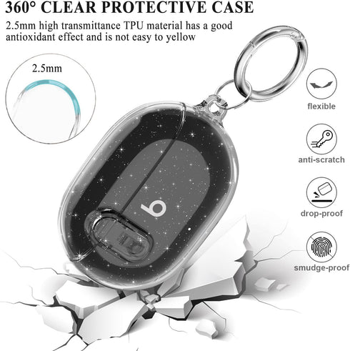 Beats Studio Buds/Studio Buds Plus Case Cover Clear 2021/2023 Men Lock Clip with Clean Kit, Wonjury Protective Case and Cleaning Pen Compatible Be...