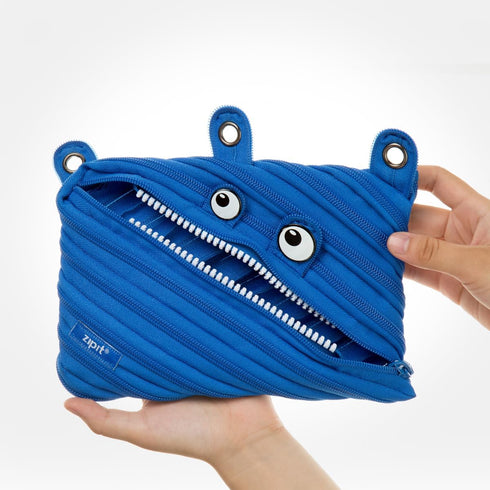 ZIPIT Monster Pencil Pouch for Boys | 3-Ring Binder Pencil Case | Large Capacity Pen Case for School (Blue)...