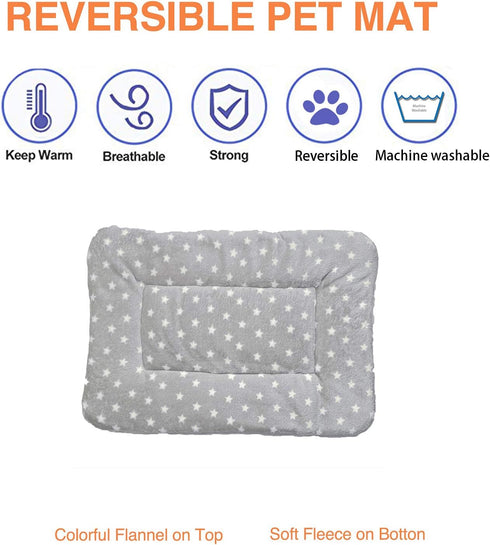 2 Pcs Pet Bed Mats. Ultra Soft Pet (Dog/Cat) Bed with Cute Prints. Reversible Faux Lambswool Kennel Pad for Medium Small Dogs and Cats. Machine Wa...
