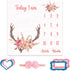 Monthly Milestone Blanket for Baby Girl, Deer Antler Flowers with Words Pink Baby Growth Chart Monthly Blanket | includes Markers 47"x47" BTLSPH68...