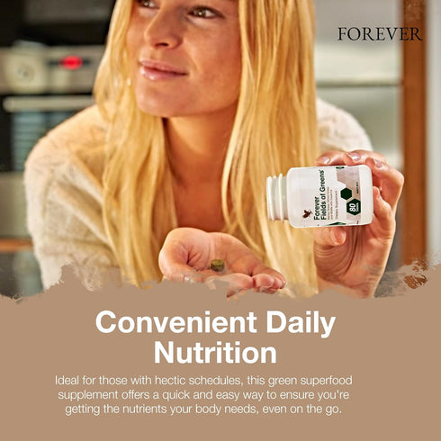 Forever Living - Fields of Greens, Green Superfood Supplement with Barley Grass, Wheat Grass, and Alfalfa to Cleansing and Alkalizing, 80 Tablets...