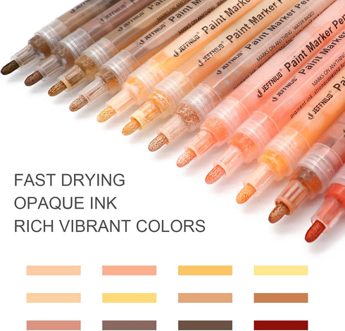 Skin Tone Acrylic Paint Pens, Paint Markers for Wood,Glass,Fabric,Rocks Painting Paint Pens (2mm skin tone)...