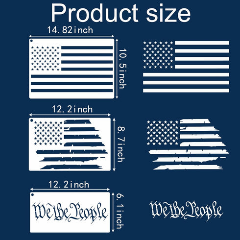 8Pcs American Flag Star Stencil We The People Stencil Reusable 13 Stars 1776 Templates Star Stencil 50 Stars American Flag Stencils for Painting o...