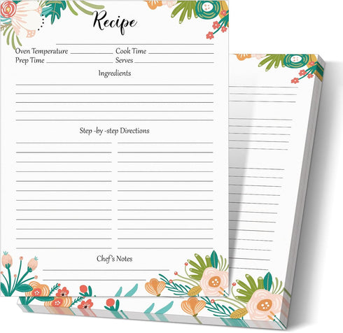 50 Sheets Recipe Paper Full Size Recipe Refill Pages 8.5 x 11 Inch Recipe Cards for Recipe Binder Book...