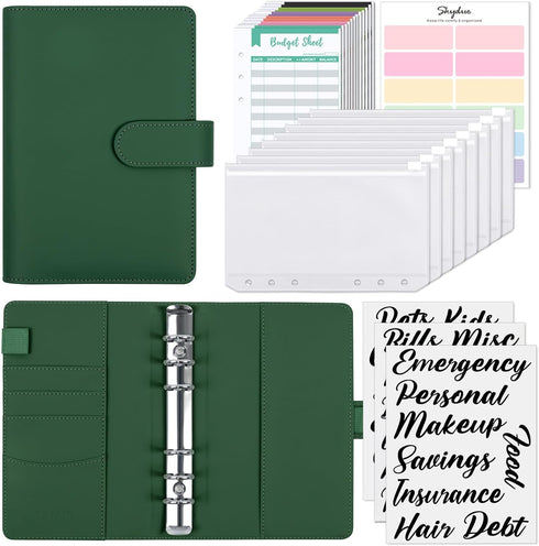 SKYDUE Budget Binder, Money Saving Binder with Zipper Envelopes, Cash Envelopes and Expense Budget Sheets for Budgeting (DarkGreen)...
