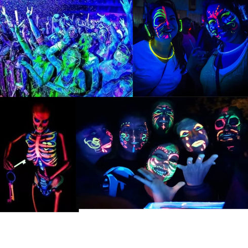 Glow in The Black Light Face & Body Paint, Neon Glow Fluorescent Face Paint Crayons for Halloween Club Makeup Xmas Glow Party...