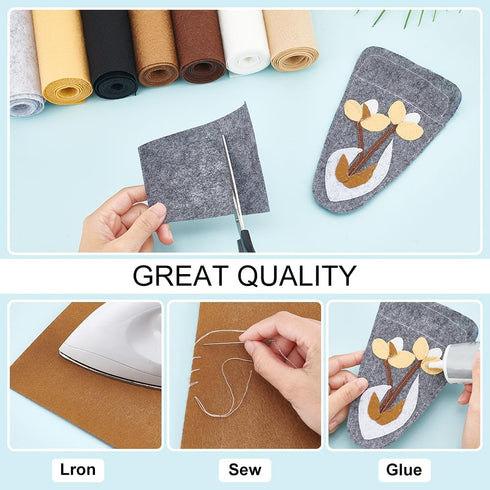BENECREAT 8 Roll 8.7 Yards Felt Fabric Roll, Bundle Stiff Felt Cloth, Assorted Grey Brown Colours Non-Woven Polyester Craft Fabric for DIY Crafts ...