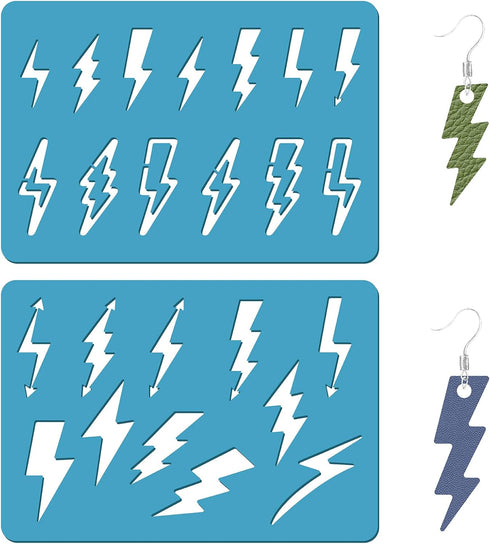 GORGECRAFT 2 Styles Lightning Bolt Stencil Jewelry Shape Template Reusable Thunderbolt Leather Earring Templates Weather Design Stencils for Brace...